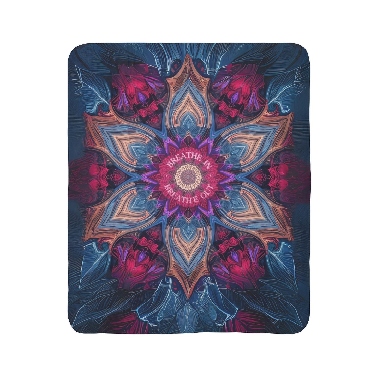 Vibrant Mandala Fleece Sherpa Blanket, Cozy Home Decor, Gift for Her, Festival Blanket, Boho Throw