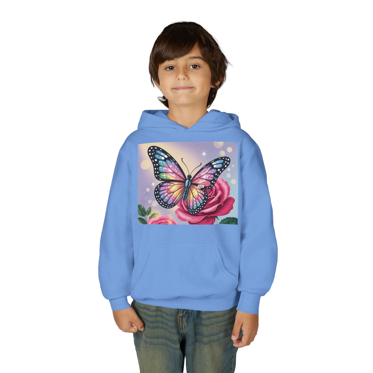 Colorful Butterfly Youth Hoodie, Butterfly Sweatshirt, Spring Fashion, Kids Pullover, Nature Lover Gift, Birthday Present