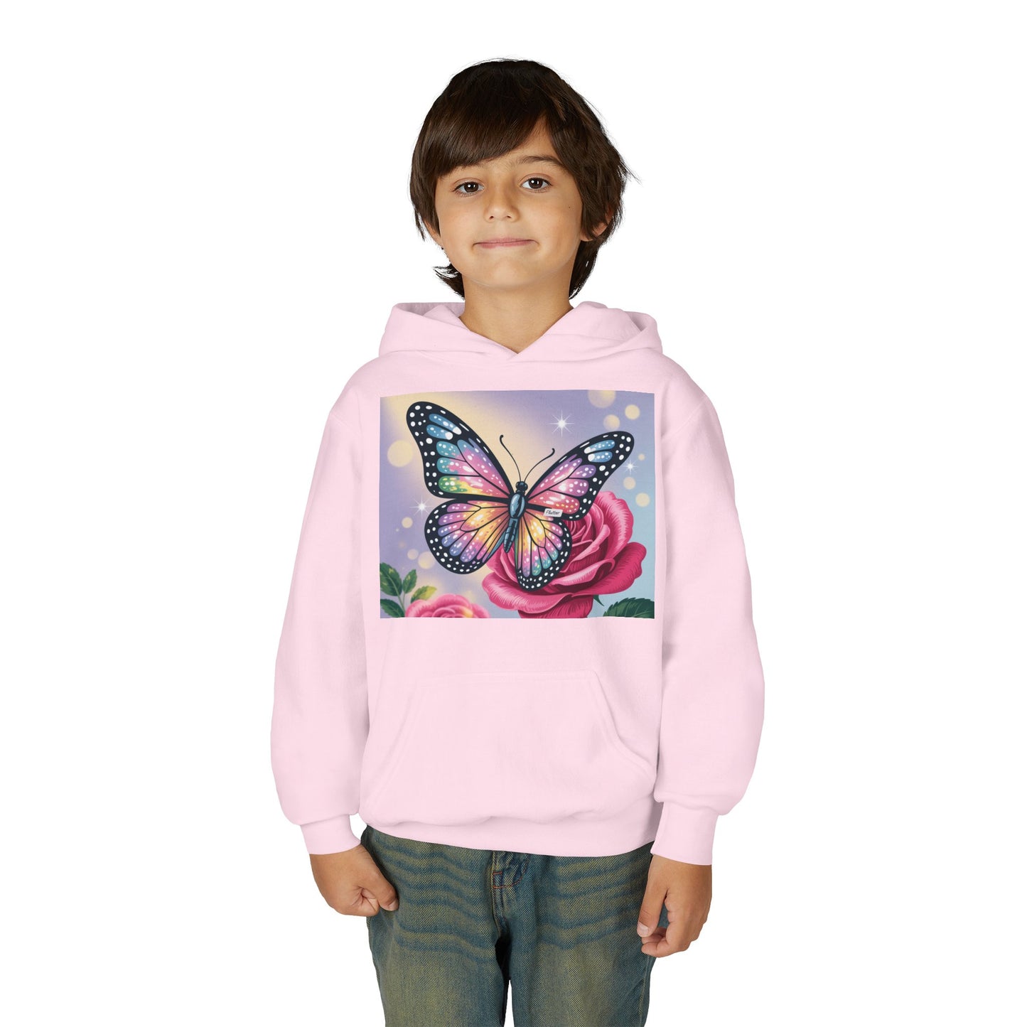 Colorful Butterfly Youth Hoodie, Butterfly Sweatshirt, Spring Fashion, Kids Pullover, Nature Lover Gift, Birthday Present