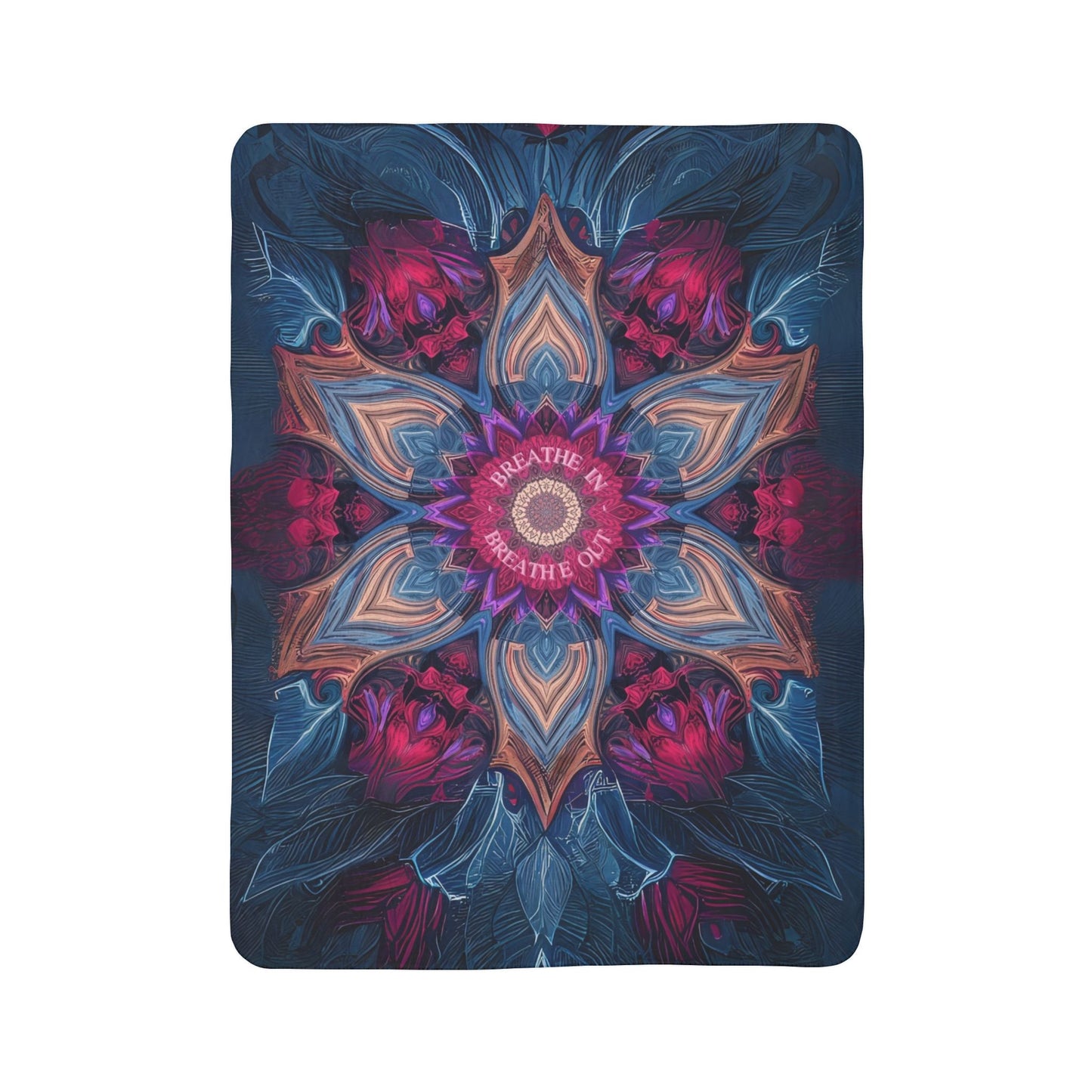 Vibrant Mandala Fleece Sherpa Blanket, Cozy Home Decor, Gift for Her, Festival Blanket, Boho Throw