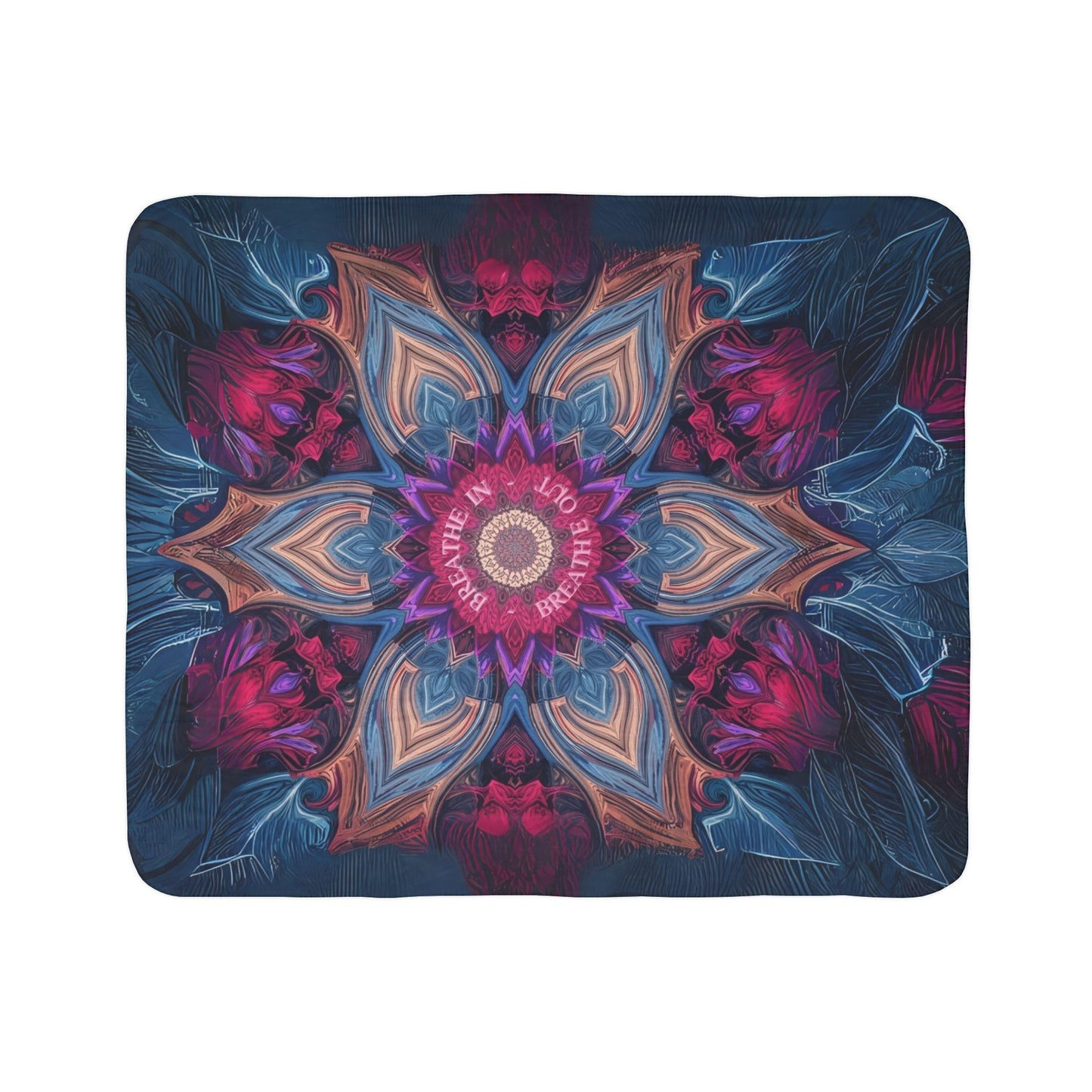 Vibrant Mandala Fleece Sherpa Blanket, Cozy Home Decor, Gift for Her, Festival Blanket, Boho Throw