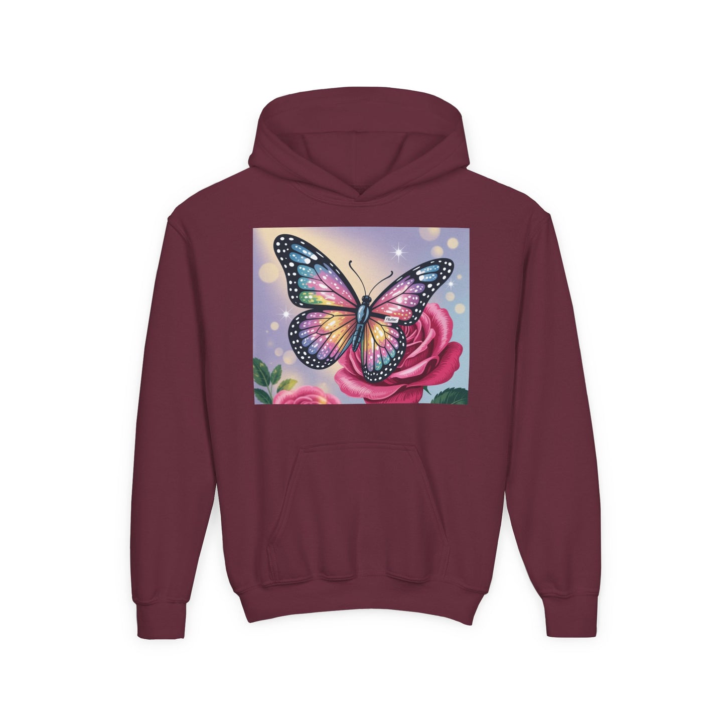 Colorful Butterfly Youth Hoodie, Butterfly Sweatshirt, Spring Fashion, Kids Pullover, Nature Lover Gift, Birthday Present