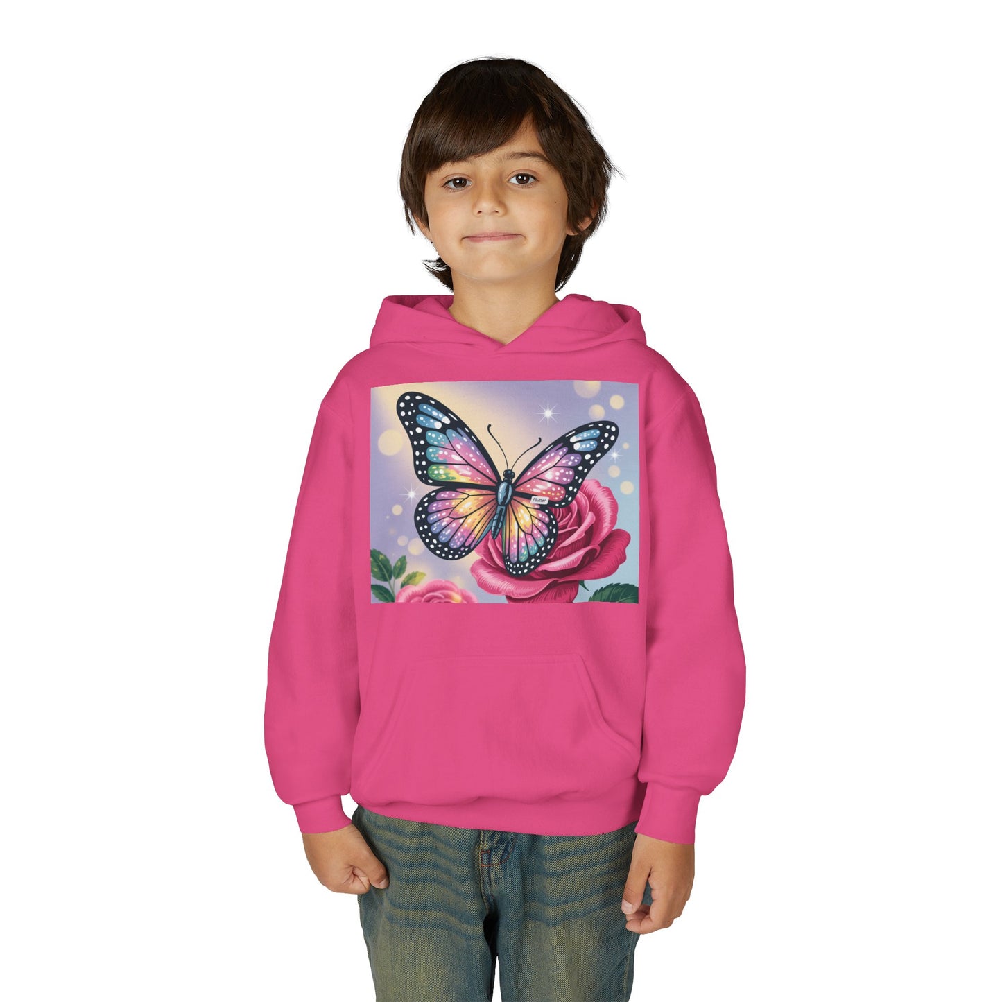 Colorful Butterfly Youth Hoodie, Butterfly Sweatshirt, Spring Fashion, Kids Pullover, Nature Lover Gift, Birthday Present