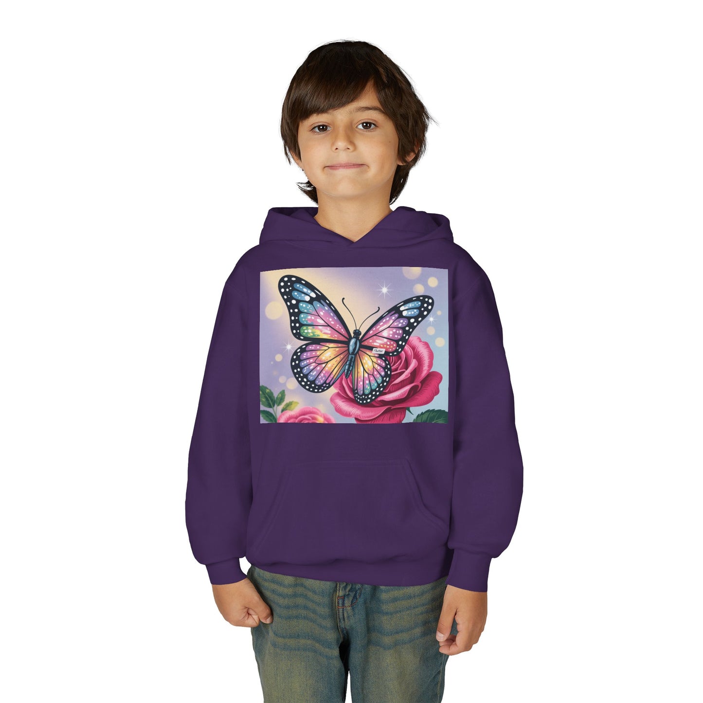 Colorful Butterfly Youth Hoodie, Butterfly Sweatshirt, Spring Fashion, Kids Pullover, Nature Lover Gift, Birthday Present