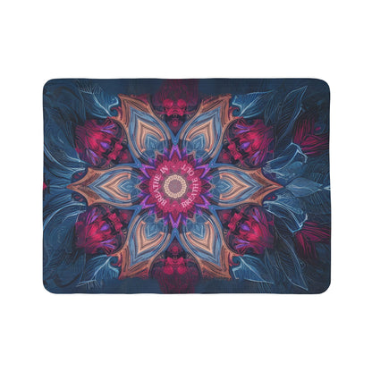 Vibrant Mandala Fleece Sherpa Blanket, Cozy Home Decor, Gift for Her, Festival Blanket, Boho Throw