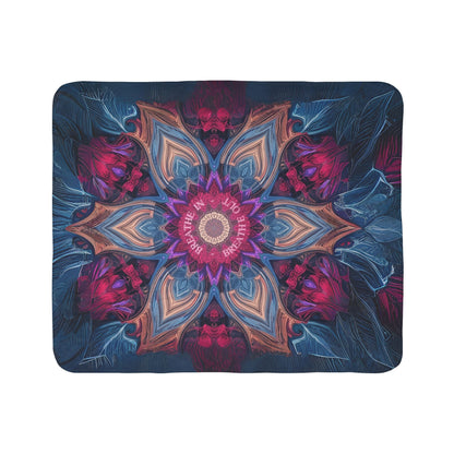 Vibrant Mandala Fleece Sherpa Blanket, Cozy Home Decor, Gift for Her, Festival Blanket, Boho Throw
