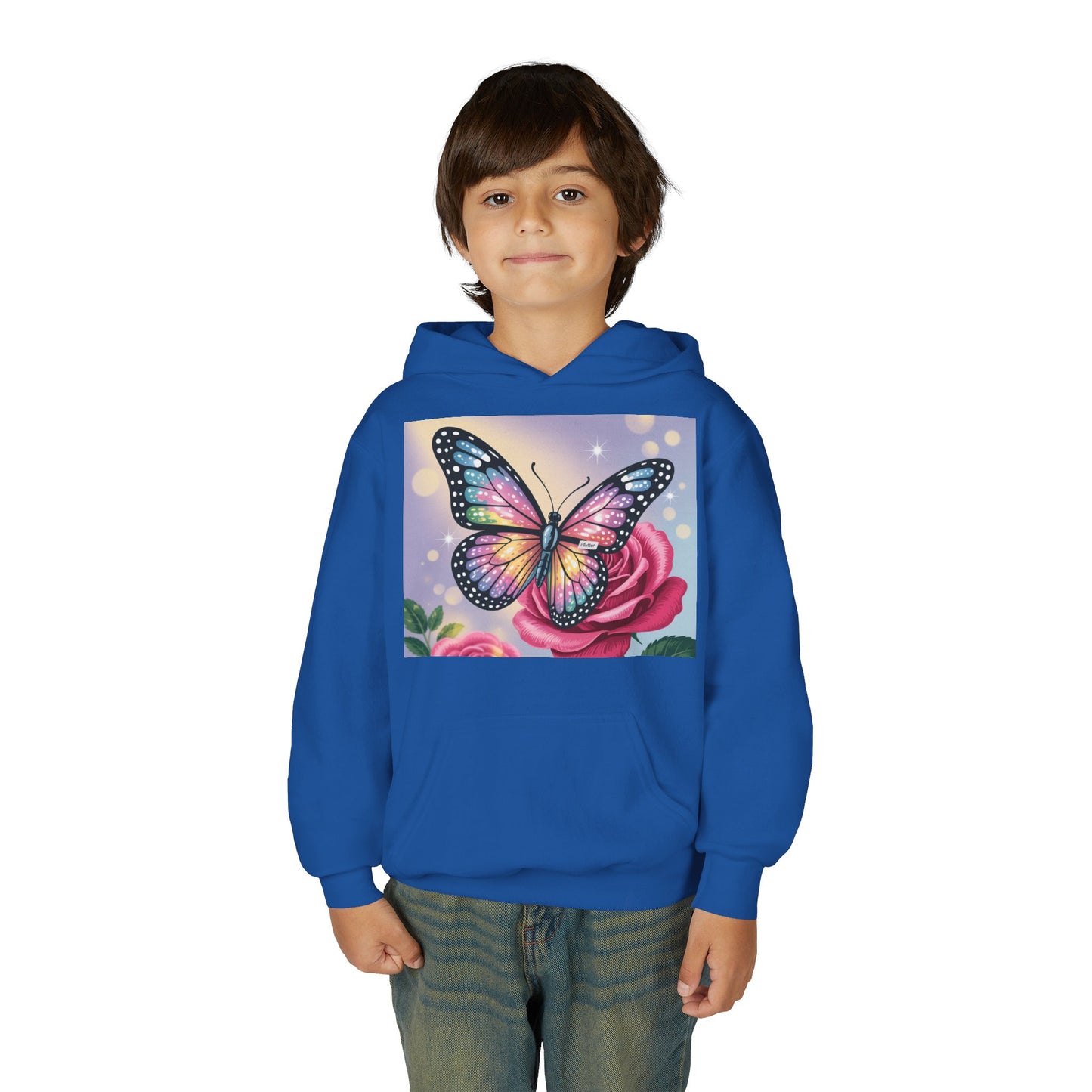 Colorful Butterfly Youth Hoodie, Butterfly Sweatshirt, Spring Fashion, Kids Pullover, Nature Lover Gift, Birthday Present