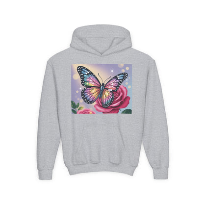 Colorful Butterfly Youth Hoodie, Butterfly Sweatshirt, Spring Fashion, Kids Pullover, Nature Lover Gift, Birthday Present