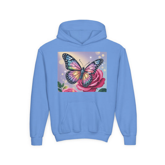 Colorful Butterfly Youth Hoodie, Butterfly Sweatshirt, Spring Fashion, Kids Pullover, Nature Lover Gift, Birthday Present