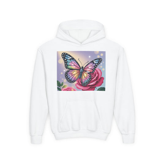 Colorful Butterfly Youth Hoodie, Butterfly Sweatshirt, Spring Fashion, Kids Pullover, Nature Lover Gift, Birthday Present
