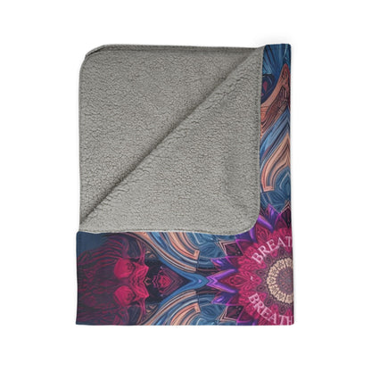 Vibrant Mandala Fleece Sherpa Blanket, Cozy Home Decor, Gift for Her, Festival Blanket, Boho Throw