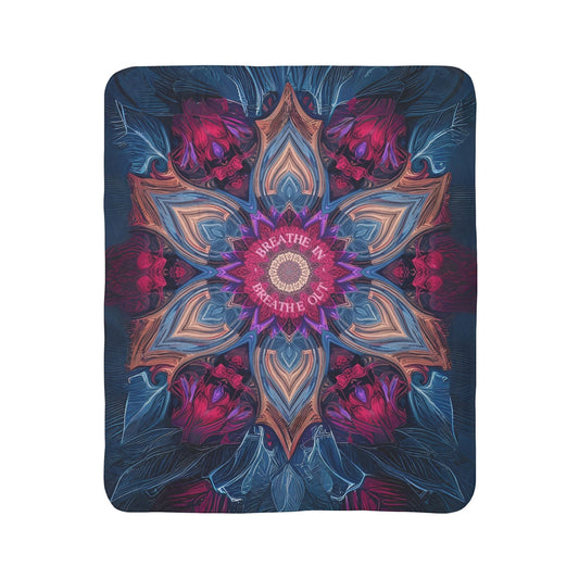 Vibrant Mandala Fleece Sherpa Blanket, Cozy Home Decor, Gift for Her, Festival Blanket, Boho Throw
