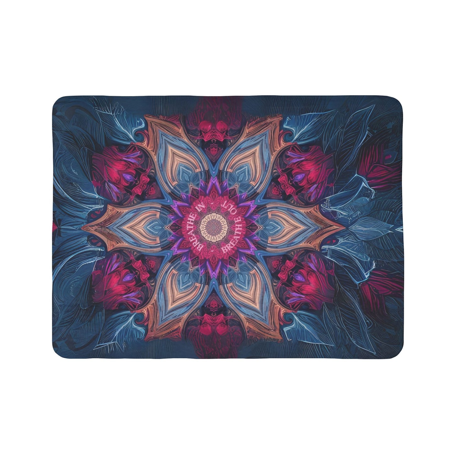 Vibrant Mandala Fleece Sherpa Blanket, Cozy Home Decor, Gift for Her, Festival Blanket, Boho Throw