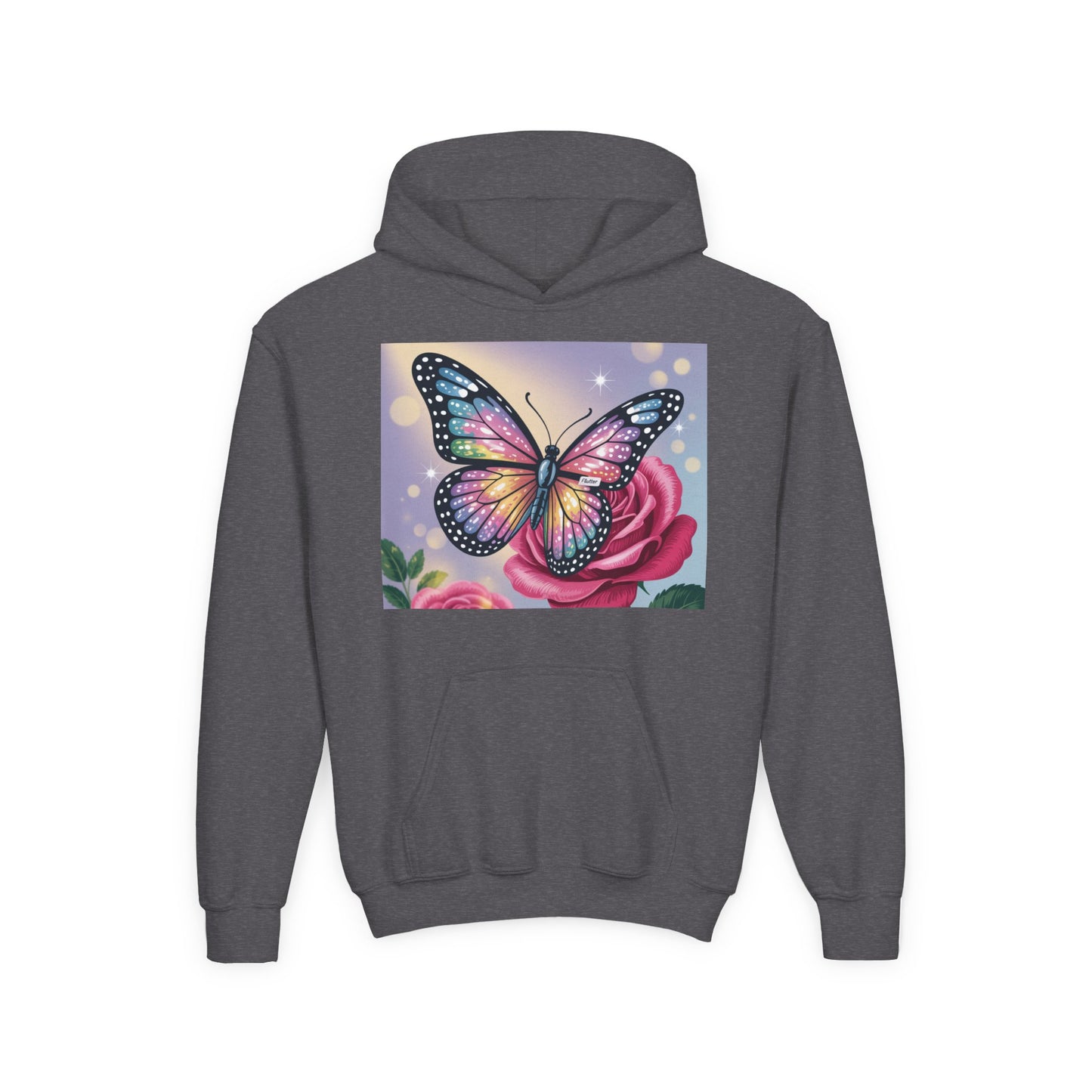 Colorful Butterfly Youth Hoodie, Butterfly Sweatshirt, Spring Fashion, Kids Pullover, Nature Lover Gift, Birthday Present