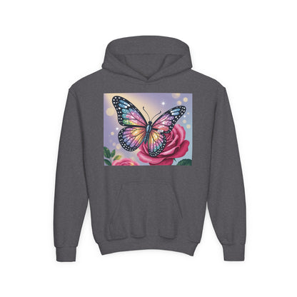 Colorful Butterfly Youth Hoodie, Butterfly Sweatshirt, Spring Fashion, Kids Pullover, Nature Lover Gift, Birthday Present