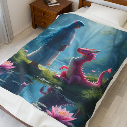 Anime Style Soft Blanket, Colorful Throw, Dragon Blanket, Best Friends Throw, Cuddle Blanket, Fantasy Throw, Anime Blanket, Warm Blanket, Magic